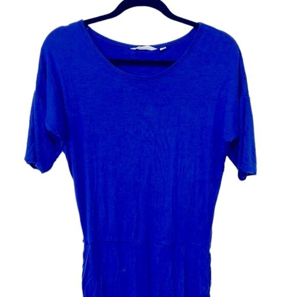 Athleta Solstice Short Sleeve Ruched Tee Dress Size Small Cobalt Blue - Picture 2 of 7
